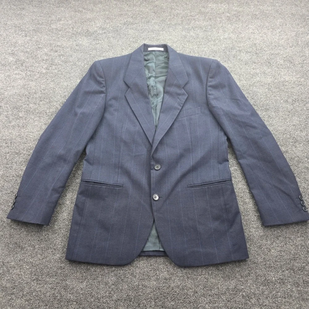 Yves Saint Laurent Blazer Mens Vintage Pinstripe Wool Suit Jacket‎ Navy France